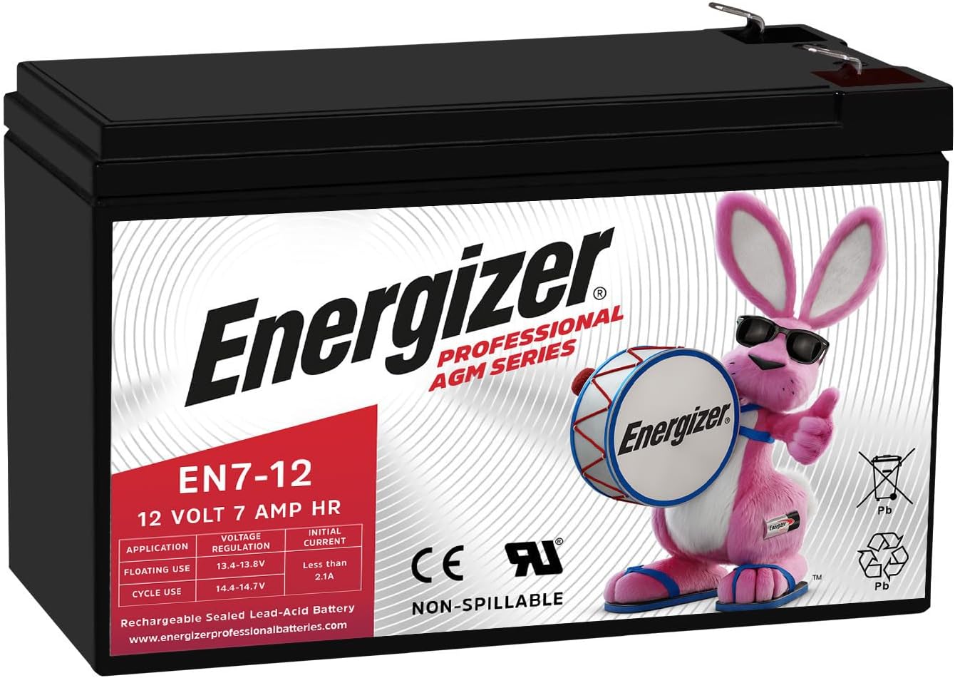 Energizer EN7-12 12V 7Ah AGM Battery - 12V 7Ah Sealed Lead Acid Battery